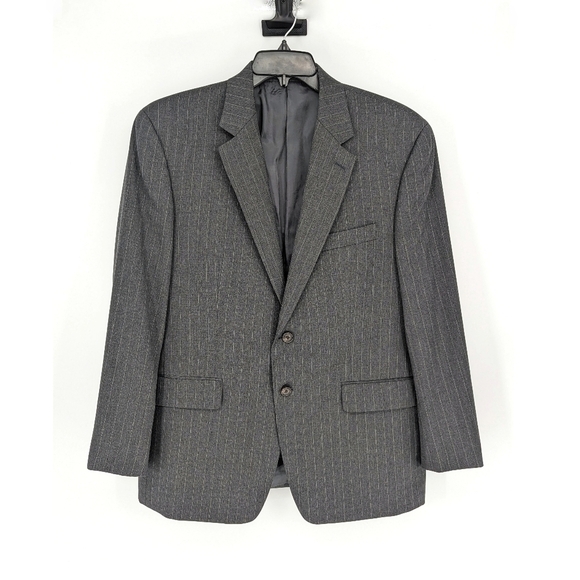 Lauren Ralph Lauren 100% Wool Striped Blazer Gray 42S preppy Business casual - Picture 1 of 7